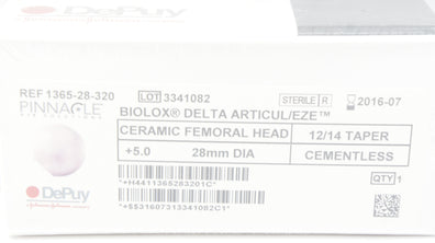 DePuy 1365-28-320 Pinnacle Biolox Ceramical Femoral Head 28mm +5.0 12/14Taper(x)